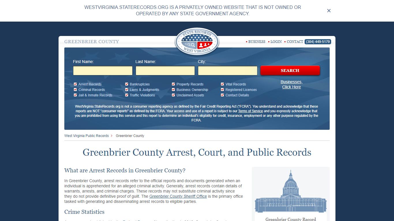 Greenbrier County Arrest, Court, and Public Records